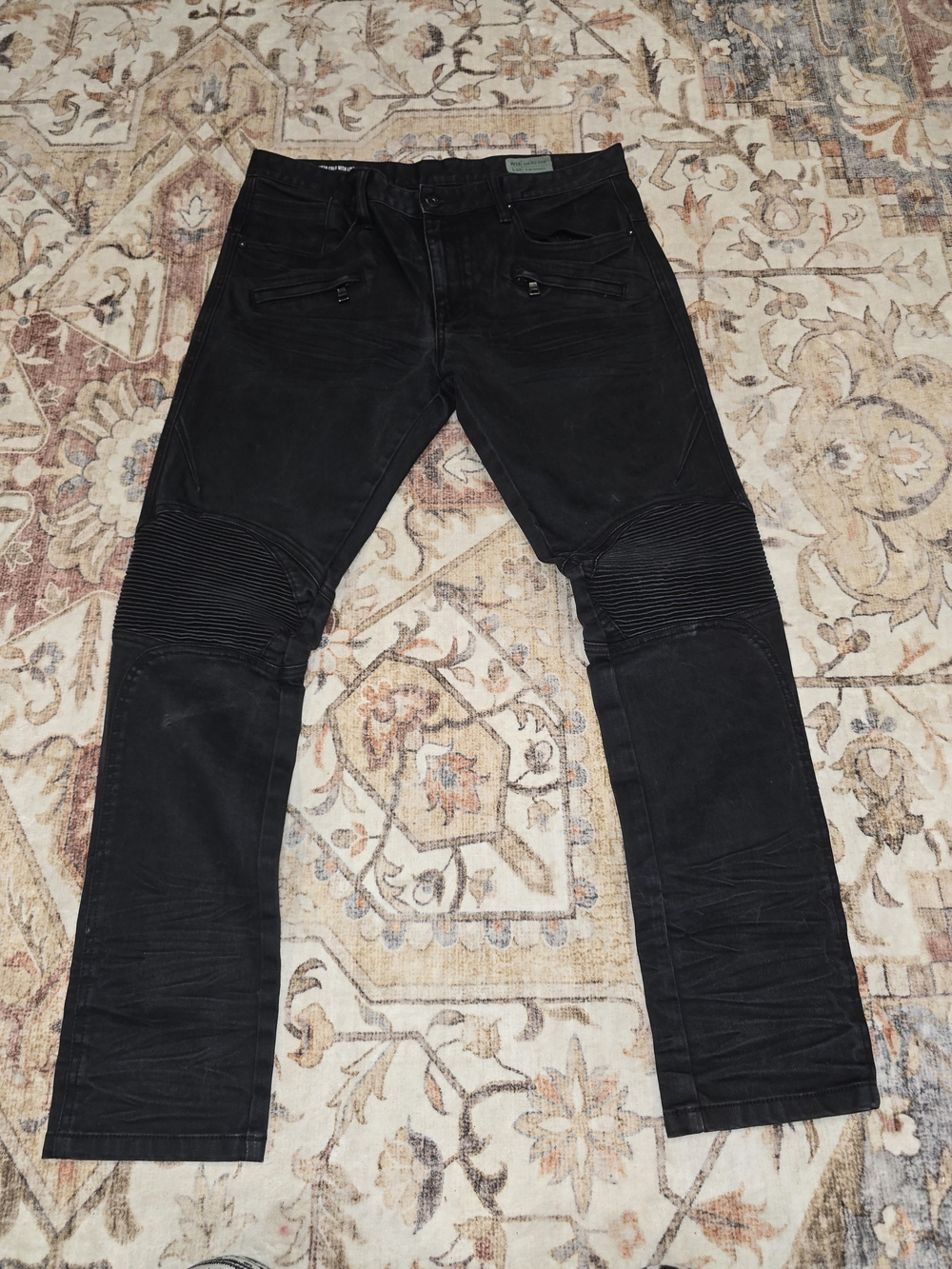 Smoke Rise Men's Black Biker-Style Jeans 36x32